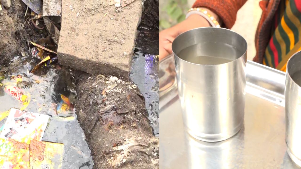 Due to bursting of drinking water pipeline in Bhopal, sewage water is being released.