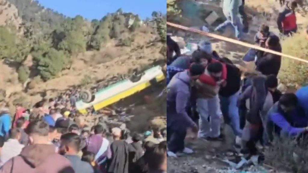 A bus accident occurred in Sirmaur, Himachal Pradesh, when a bus fell into a gorge.