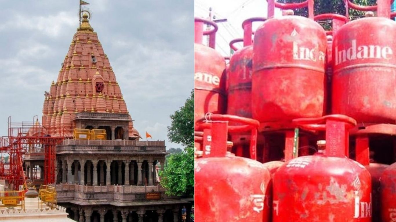 Food offerings are being made in Mahakal temple using PNG gas.