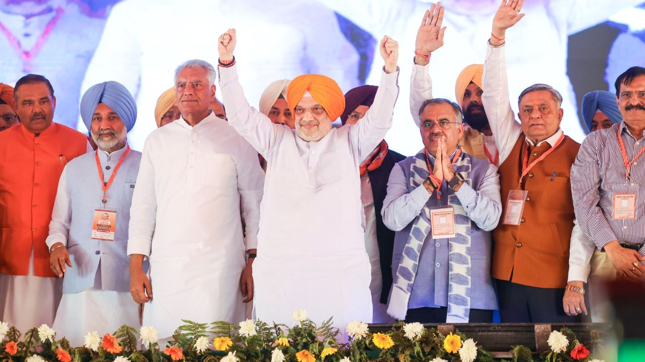 Home Minister Amit Shah during the Badlaav Rally in Moga, Punjab.