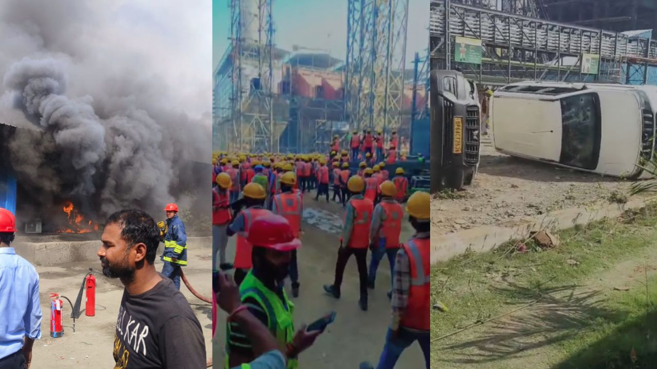 singrauli adani power plant death of a worker 200 policeman deployed
