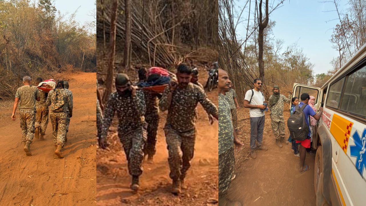 narayanpur security force personnel transport pregnant women to ambulance