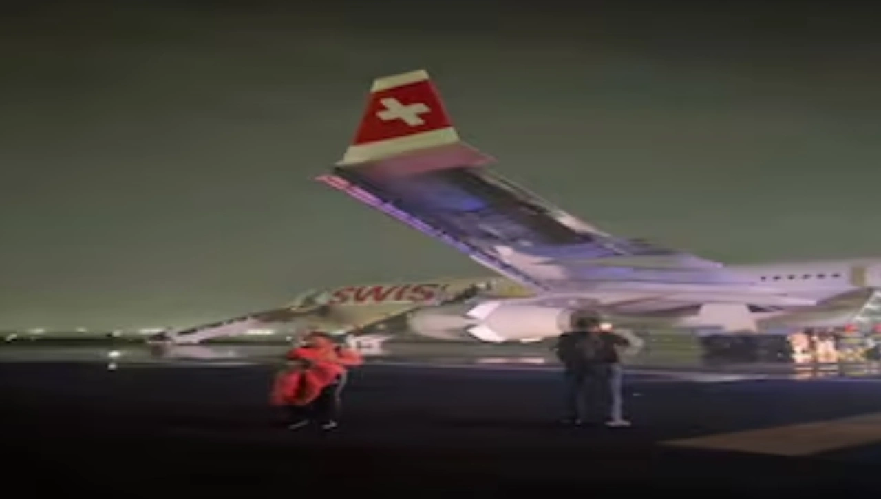 IGI Airport incident Swiss Air engine fire