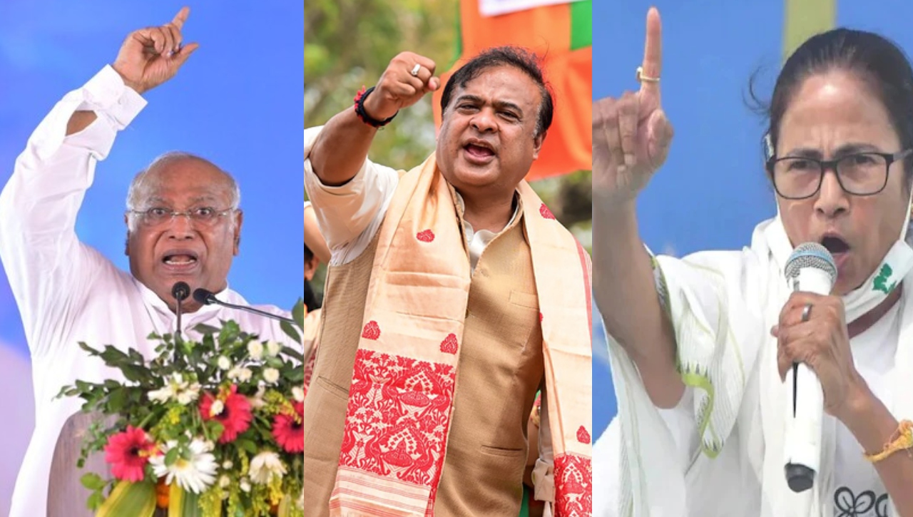 Mallikarjun Kharge Himanta Biswa Sharma And Mamata Banerjee