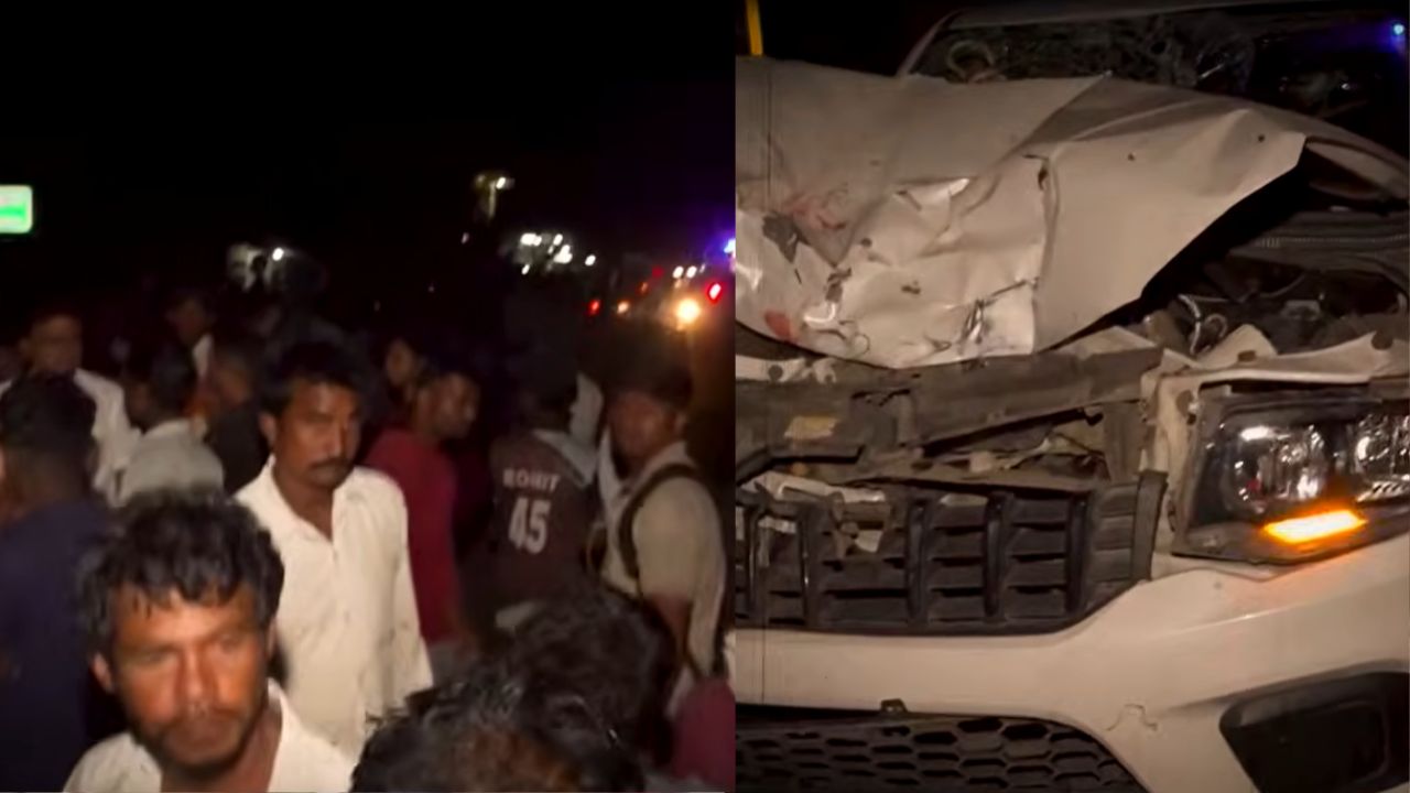 After the accident, people have blocked the road.