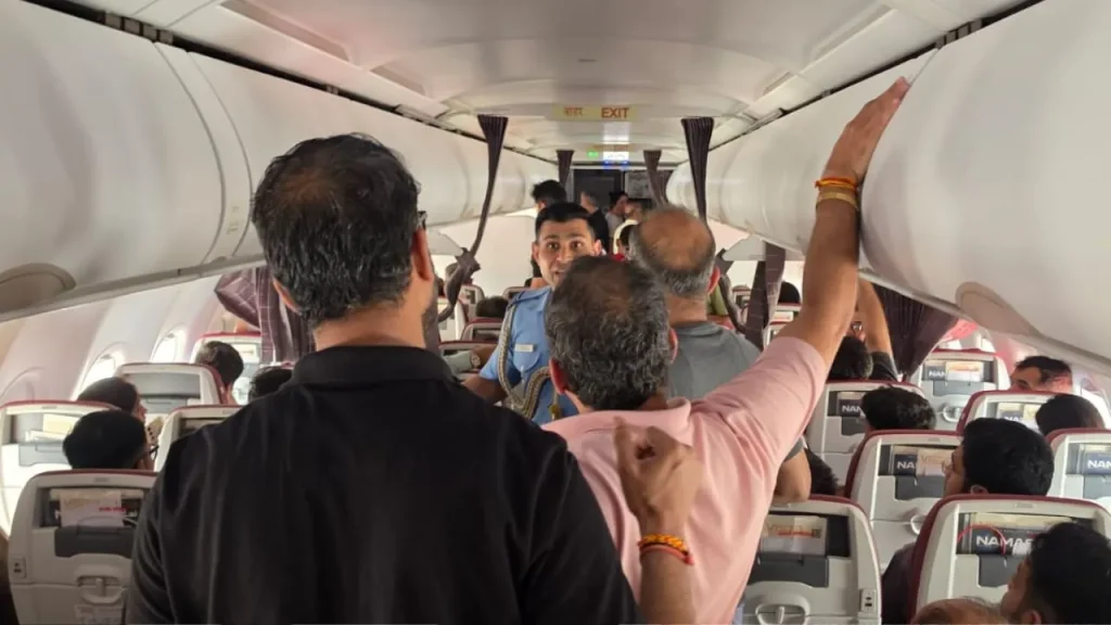 Passengers got angry after the cancellation of Delhi-Indore Air India flight.