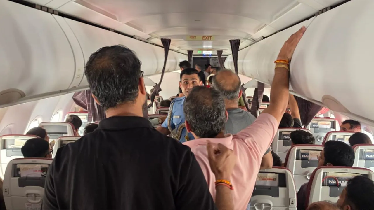 Passengers got angry after the cancellation of Delhi-Indore Air India flight.