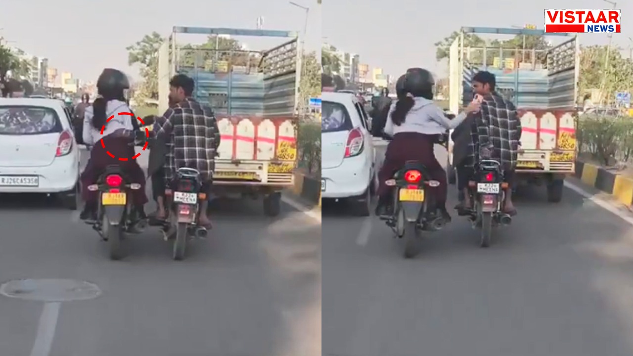 Disgusting act with a girl on a moving bike in Jaipur.