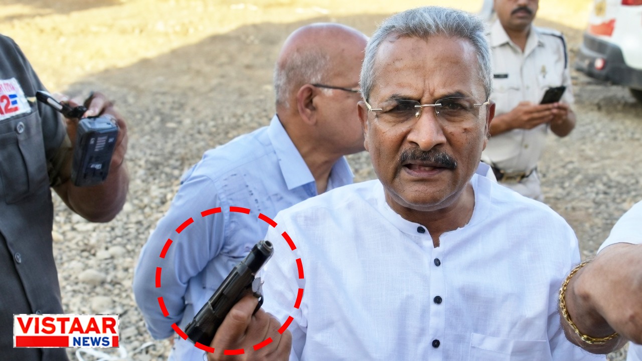 Following an altercation on the road, a BJP leader brandished a pistol.