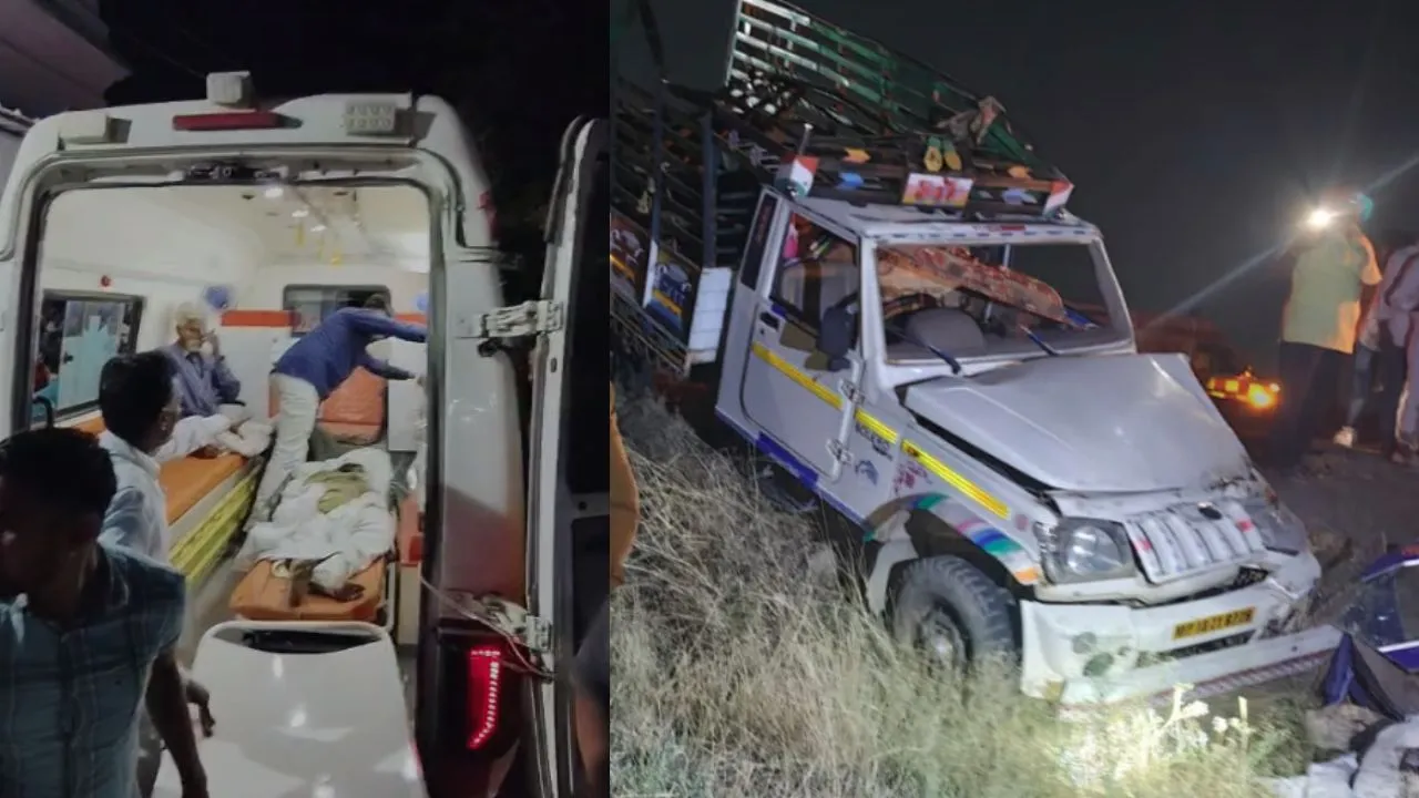dhar road accident pickup tyre blast 16 people died