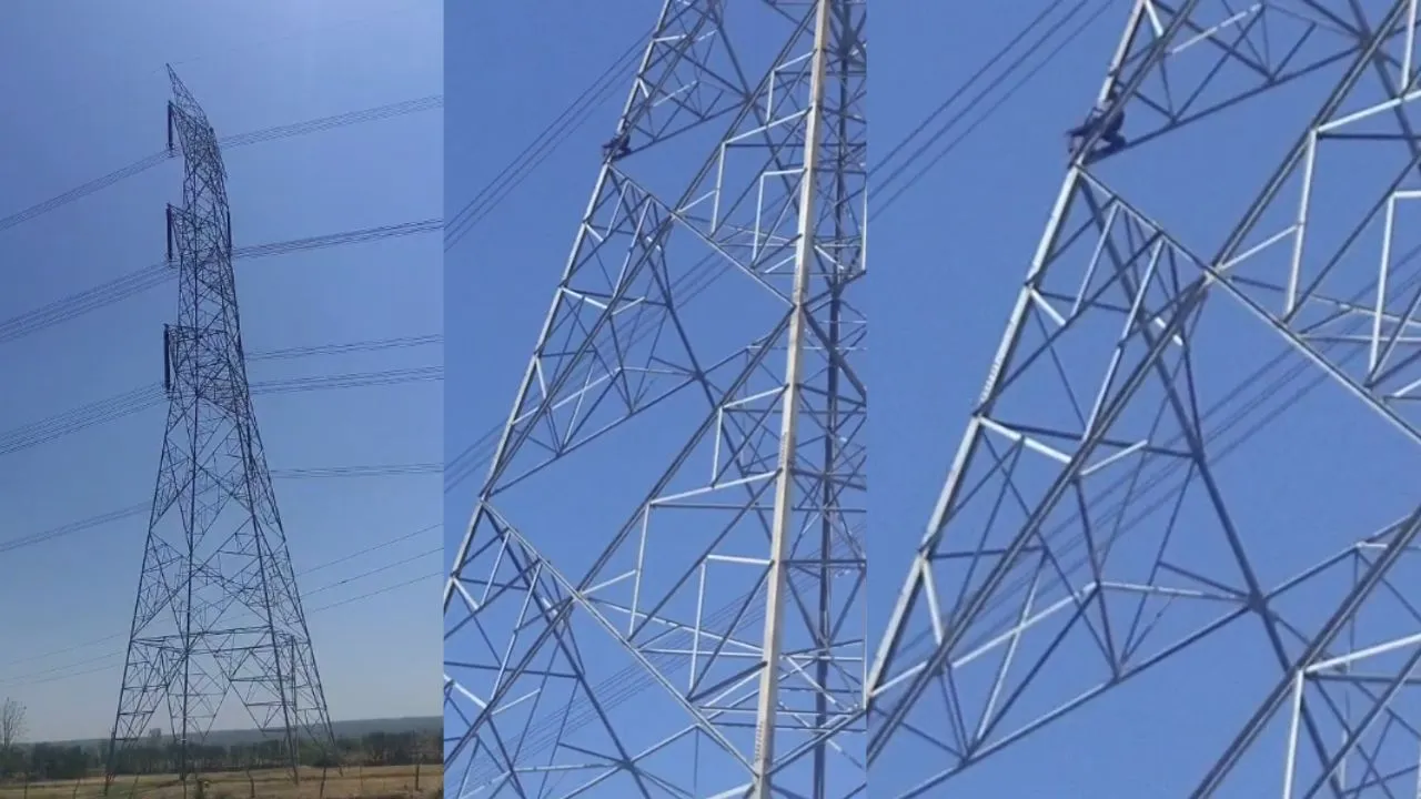 damoh mentally disturb youth climbed 33kv high tension tower Jabalpur rescue team