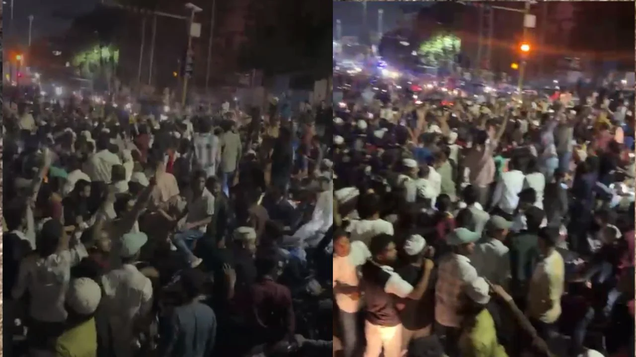 The Muslim community gathers outside Hamidia Hospital in Bhopal.