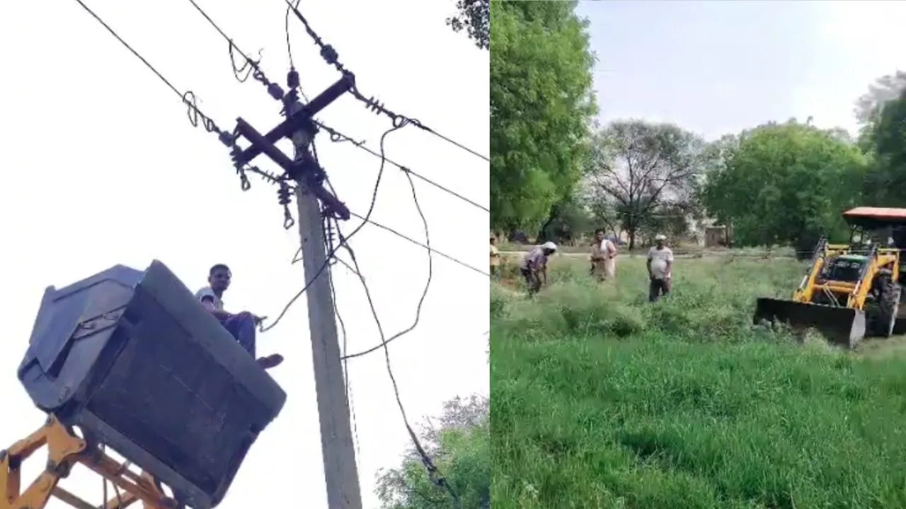 Villagers in Dindori installed electricity poles and wires.