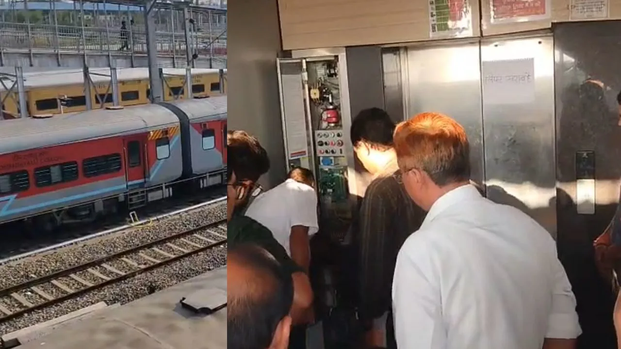 Passengers trapped in railway station elevator