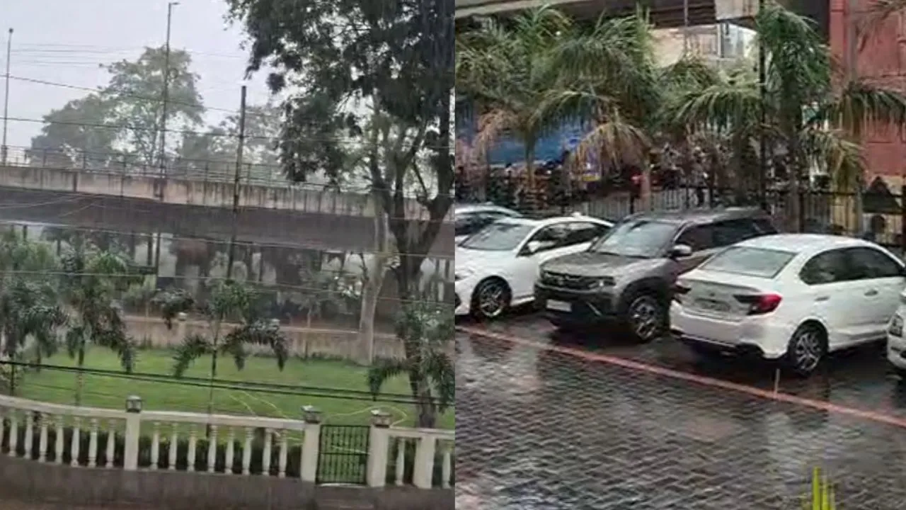 Rain brings relief to people in capital Raipur amid rising heat.