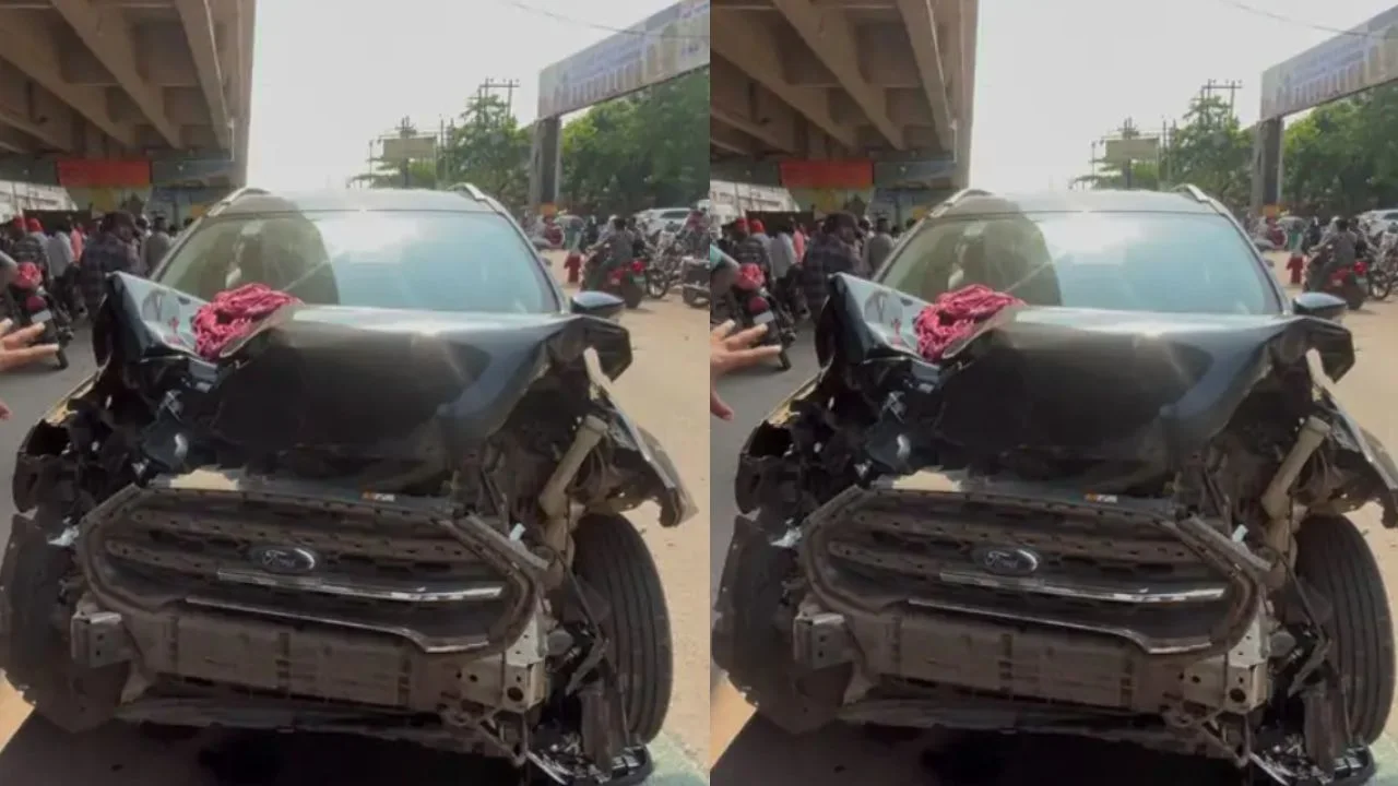 A car collided with a bike.
