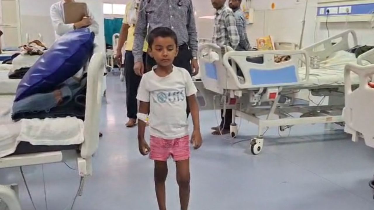 After treatment at the district hospital, the child has become completely healthy.