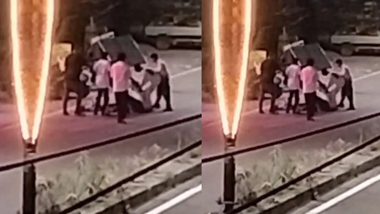 Miscreants shoved a beer bottle down a youth's throat.