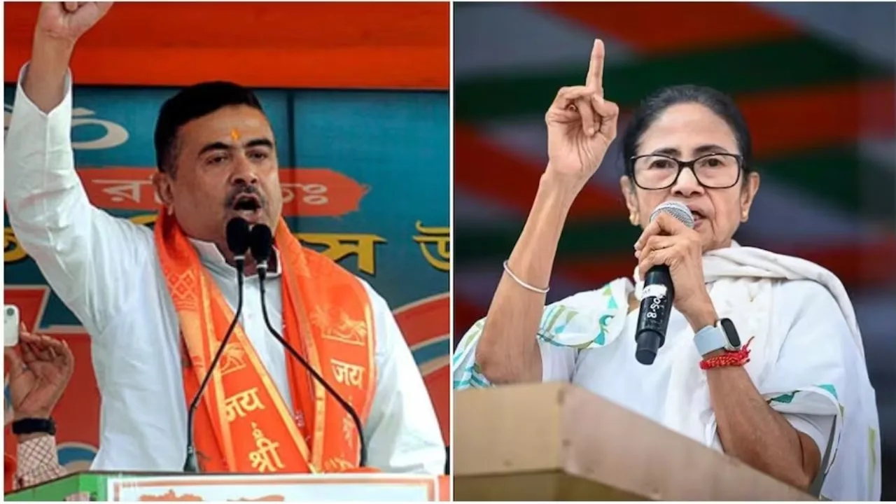 सुवेंदु अध‍िकारी और ममता बनर्जी