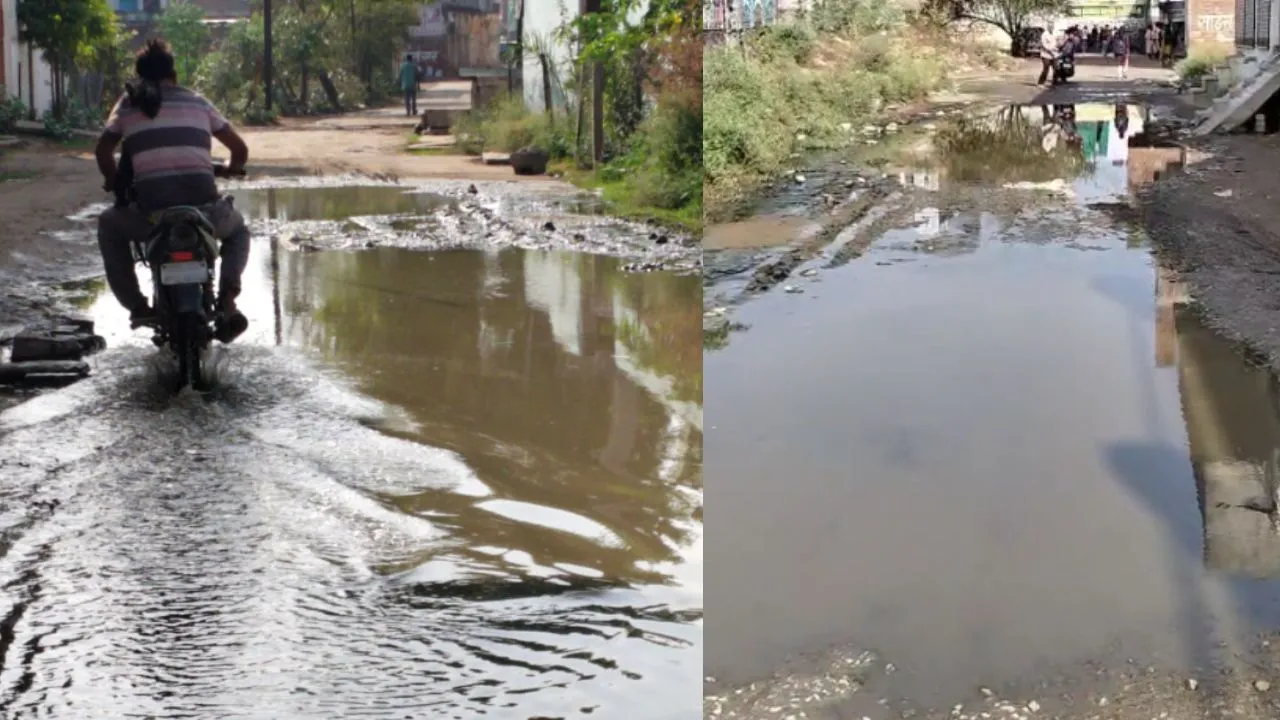 Morena porsa nagar palika road school students difficulties