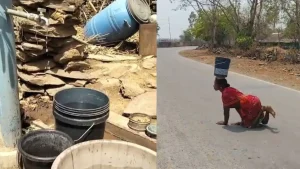 Differently-abled woman struggling for water