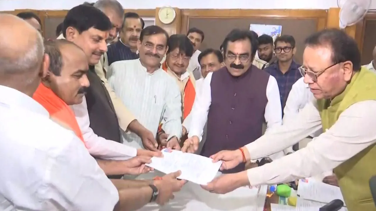BJP candidate Mahesh Kewat has filed his nomination for the third Rajya Sabha seat.